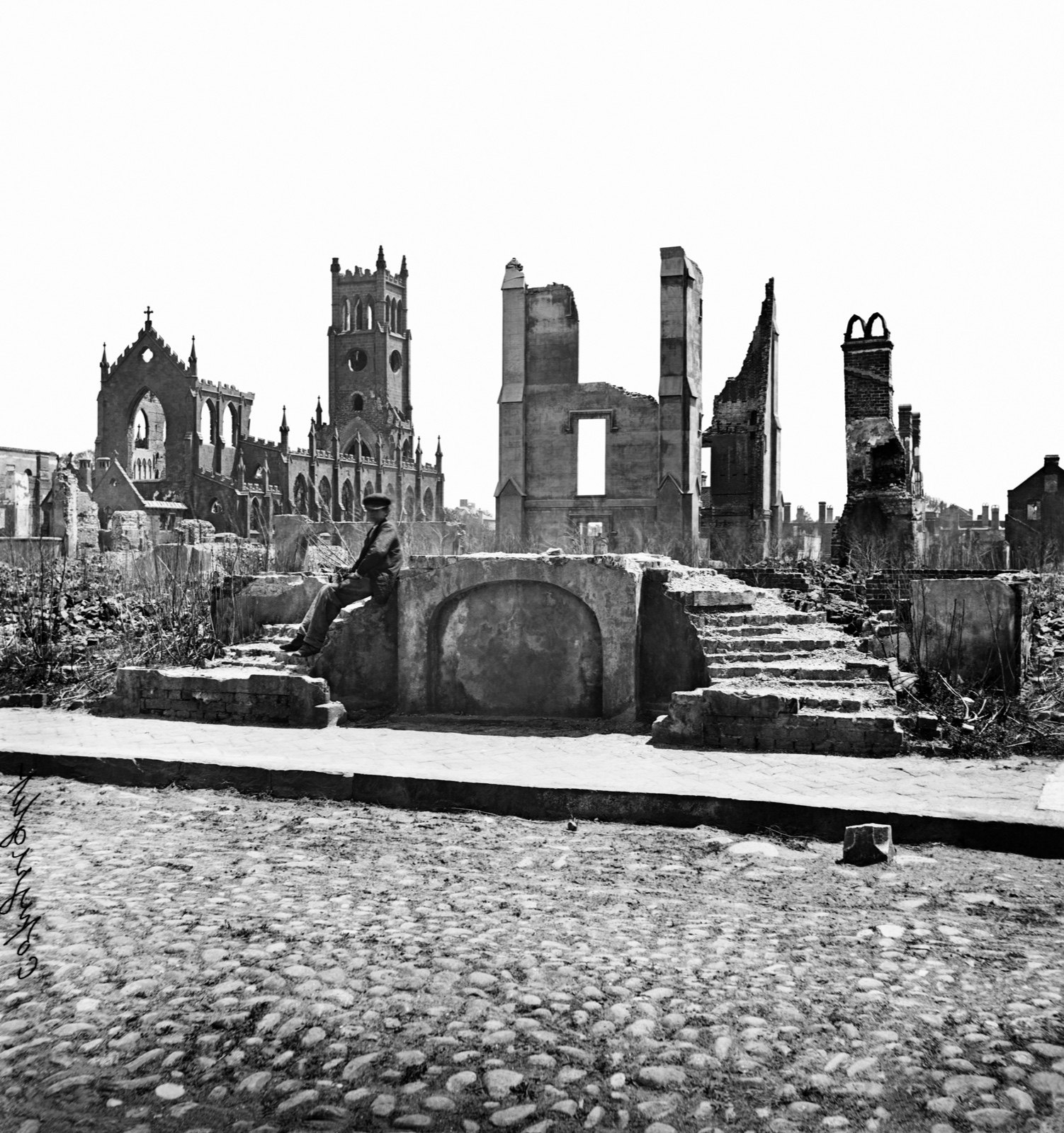 Ruins of the Cathedral, original black and white